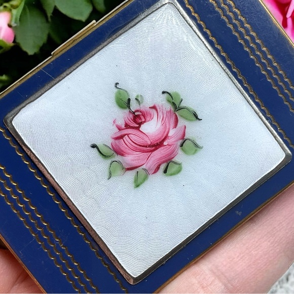 🌺Vintage 1940’s Art Deco Guilloche Enamel Compact - Picture 8 of 14